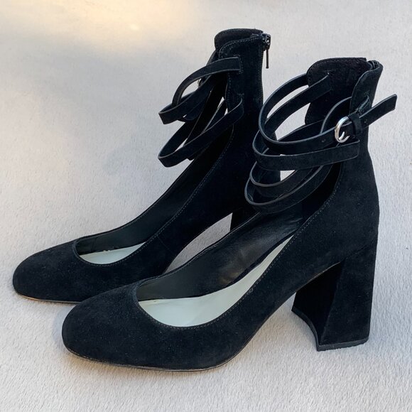 1.State Makal Genuine Suede Strappy Flared Heels Sz8 - Picture 2 of 16